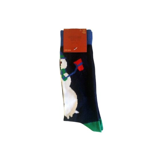 Mossimo Crew Socks Snowman Design Adults Navy Blue Green White NEW - Picture 2 of 2